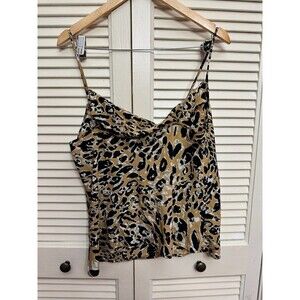 NWT TOPSHOP Cowl Neck Satin Camisole In True Leopard 10